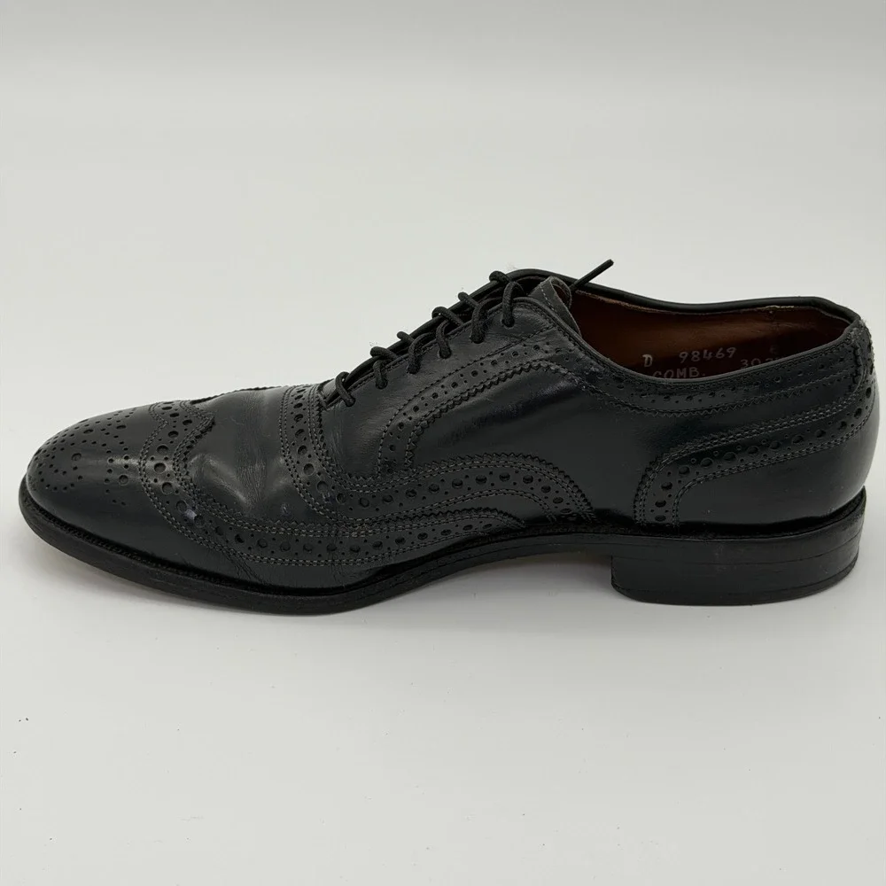 Allen Edmonds McAllister Black Leather Wingtip Oxford Shoes Mens 7 D‎ 6215